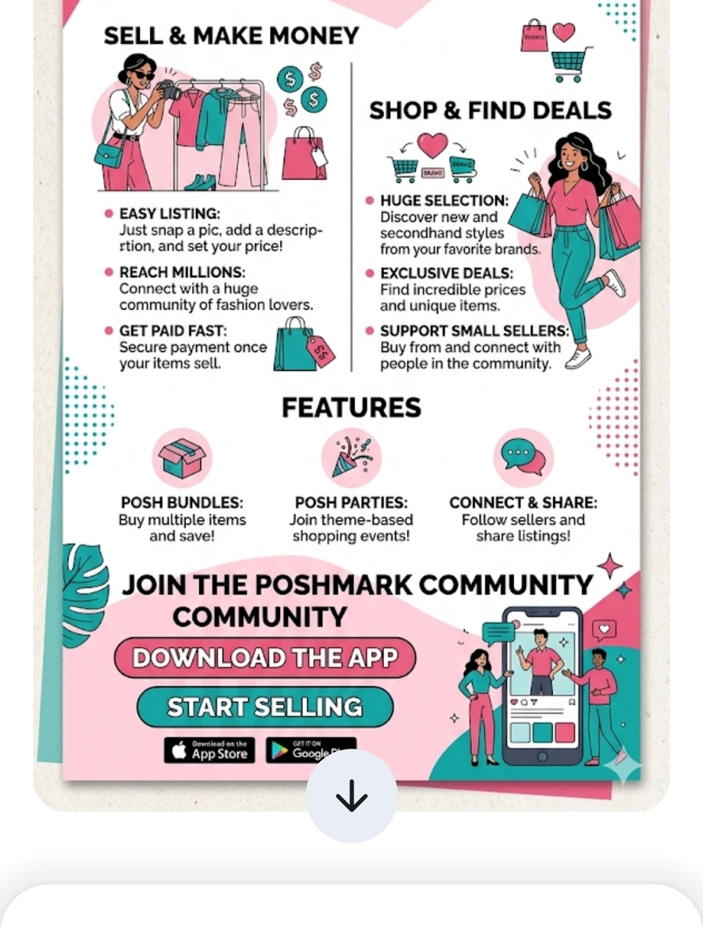 Unlisted Pink & Teal Poshmark Promo Poster